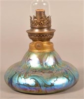 Signed Vintage Iridescent Art Glass Font Fluid L