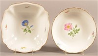 2  Antique Hand-Painted Floral Decorated Meissen B