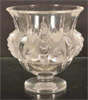 Lalique "Dampiere" Frosted Glass Footed Vase.