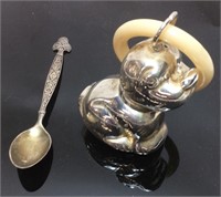 VTG. STERLING SILVER BABY RATTLE & SPOON