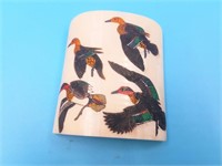 Beautiful colored scrimshawed walrus ivory section