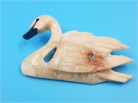 Fossilized ivory pin of a swan by Fred Mayac 2"