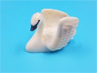 Small ivory carving of a trumpeter swan by Fred Ma