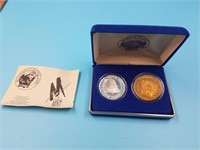 1992  2 piece Alaska Mint Fur Rondy coin set inclu