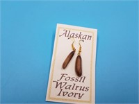 Fossilized walrus ivory earrings