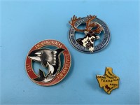 Lot of 3:  2 Fur Rondy pins, 1983, 1991, and a sma