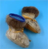 Pair of handmade seal fur baby's mukluks, sole len