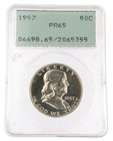 1957 PR65 GEM Franklin Silver Half Dollar