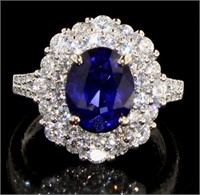 14kt Gold 4.99 ct Oval Sapphire & Diamond Ring