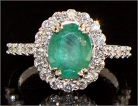 14kt Gold 2.92 ct Oval Emerald & Diamond Ring