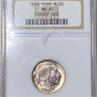 1913 Type 1 Buffalo Head Nickel NGC - MS65