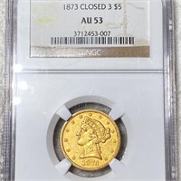1873 $5 Gold Half Eagle NGC - AU53