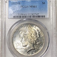 1922-S Silver Peace Dollar PCGS - MS61