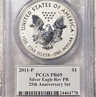 2011-P Silver Eagle PCGS - PR69 REV PR