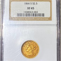 1866-S $2.50 Gold Quarter Eagle NGC - XF45