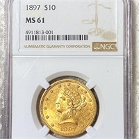1897 $10 Gold Eagle NGC - MS61