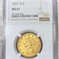1897 $10 Gold Eagle NGC - MS61