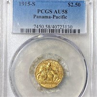 1915-S $2.50 Gold Pan-Pac Quarter Eagle PCGS-AU58