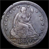 1854 Seated LIberty Quarter ABOUT UNCIRCULATED