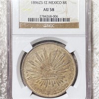 1896 Mexican Silver 8 Reales NGC - AU58