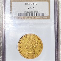 1858-O $10 Gold Eagle NGC - XF40