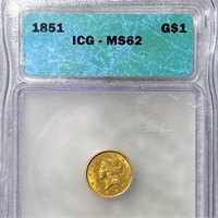 1851 Rare Gold Dollar ICG - MS62