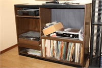 VHS Amp, Turntable, Cabinet & Contents