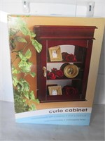 NEW IN BOX CURIO CABINET MIRRORED BACK 2 SHELVES