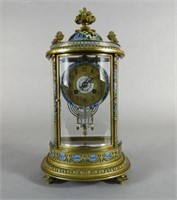 Late 19th C. gilt brass champleve clock