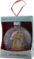 Santa Paws Ornament Glass Bauble - Cat - Ginger