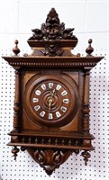 ANTIQUE BLACK FOREST CARVED WALL CLOCK