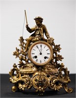 FRENCH GILT CLOCK WITH FISHERMAN TOP