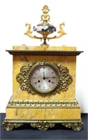 FRENCH MARBLE AND BRONZE MANTLE CLOCK