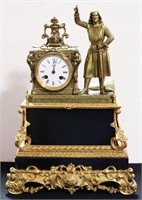 19TH CENTURY FRENCH MARBLE AND BRASS MANTLE CLOCK