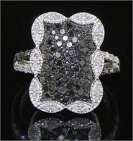 Cushion Design 1.00 ct Black-White Diamond Ring