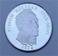 1974 PANAMA 20 BALBOAS SILVER COIN