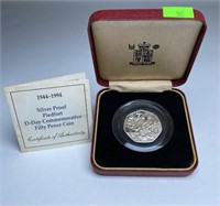 1994 U.K. 50 PENCE SILVER COIN