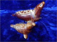 Glazes Ceramic Seal and Pup Figurines