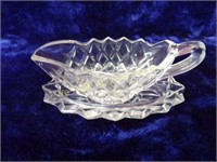 Pressed Glass Creamer with Underplate