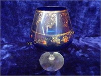 Bohemian Cobalt Snifter with Glass Beads and