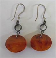 Baltic Amber Earrings Cont. Silver .800 Hooks