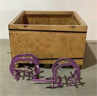 (15) 8" Pipe Clamps And Wooden Crate