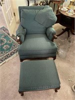 Upholstered Arm Chair w/Footstool