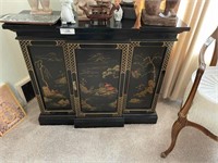 Oriental Black Lacquered Cabinet
