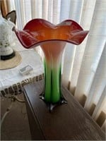 Lrg Multi Colored Art Glass Vase