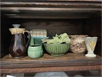 Shelf of Planters, Vases, Pitchers