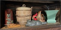 Shelf of Vases, Cookie Jar, Pitcher