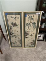 Pair of Oriental Framed Silks