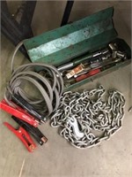 HEAVY DUTY JUMPER CABLES, TOW CHAIN, SMALL TOOLBOX