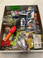 ASSORTED FISHING HOOKS, LEAD WEIGHTS, TACKLE